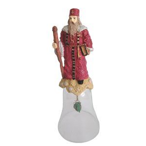 Christmas Bell Tzarist Santa Bell Hand Painted Santa on top of a glass bell
